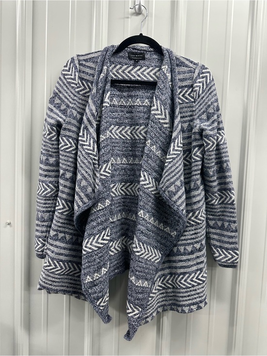 Lucky Brand Sweaters - Lucky Brand Blue & White Geometric Open-Front Cardigan | Women’s Small/Medium
